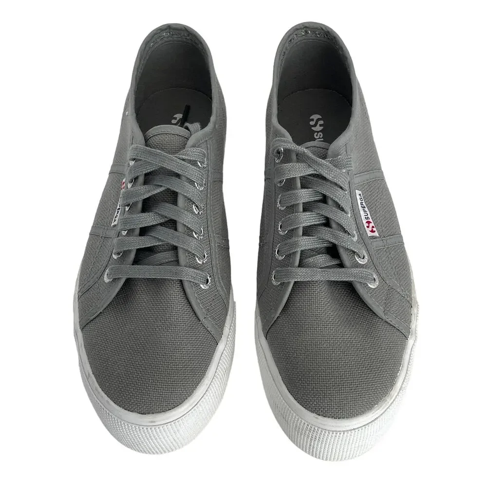 Superga 2740 Stone Grey Canvas Platform Sneakers NWOB Size US 7